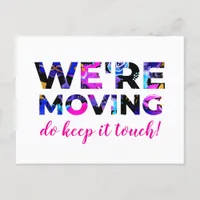 We're Moving Blue Pink Abstract Announcement 