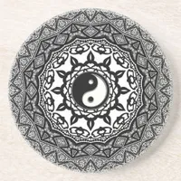 Sunflower Tribal Yin Yang Fusion Art Cushion Coaster