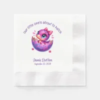 "Hatching Soon" Purple Dinosaur Baby Shower Napkins