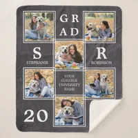 Rustic Graduate Keepsake Photo Collage Graduation Sherpa Blanket
