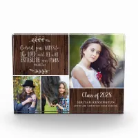 Rustic Wood Christian Graduation Bible Verse Photo Block