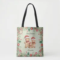 Cute Gingerbread Cookie Family Christmas Tote Bag