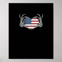 American Flag Heart Fitted Poster