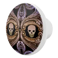 Goth Purple Ornament and Skull Ceramic Knob