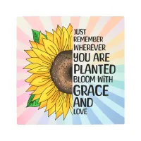 Inspirational Quote and Hand Drawn Sunflower Metal Print