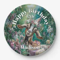 Happy Birthday Nubian Goat Garden Flowers Paper Plates