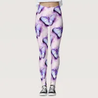 Ethereal Marvelous Morpho Blue Lilac Butterflies  Leggings