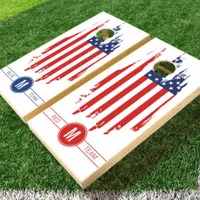 Grunge American Flag Monogram ID1104 Cornhole Set