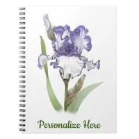 Purple and White Ruffled Iris Notebook