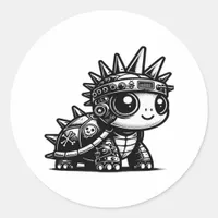 Whimsigoth Cyborg Turtle Vintage Art Design Classi Classic Round Sticker