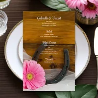 Pink Daisy and Horseshoe Western Wedding Menu