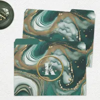 Elegant Emerald Green Marble with Gold Accents  File Folder