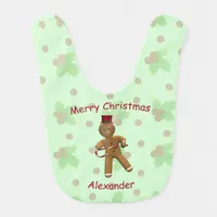 Dancing Cartoon Gingerbread Man Baby Bib