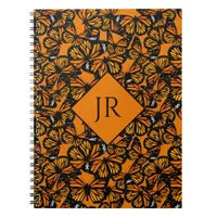 Orange Monarch Butterflies Summer Nature Monogram Notebook