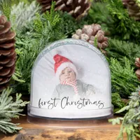 Baby First Christmas 2 Photos Name and Year Snow Globes