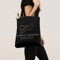 Massage Therapist Rose Gold Foil Black Tote Bag