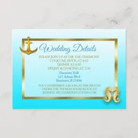 Blue and Gold Nautical Wedding Details Card