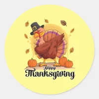 Happy Thanksgiving Typography Round Sticker