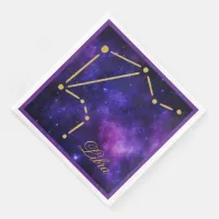 Gold Libra Constellation on Dark Galaxy | Paper Dinner Napkins