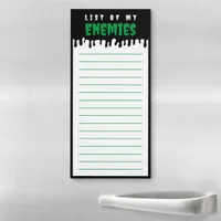 Funny Enemies List Black Green Gothic Halloween Magnetic Notepad