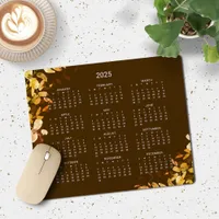 2025 Rustic Brown Fall Eucalyptus Calendar Mouse Pad