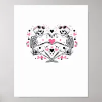 Skeleton Heart Hands Viral Trendy Vibe Poster