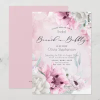Brunch Bubbly Bridal Shower Watercolor Pink Poppy Invitation