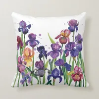 Watercolor Flowers Throw Pillow