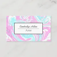 Pink and Blue Swirls Abstract Fluid Art   Business Card