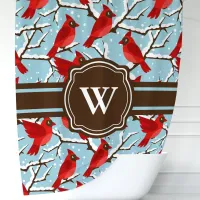 Personalized Winter Cardinal  Shower Curtain