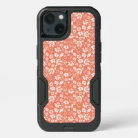 Modern Coral Peach Spring Flower Pattern iPhone 13 Case