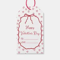 Cute Red Hearts & Bow Custom Valentine's Day Gift Tags