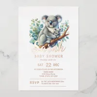 Koala Baby Shower Foil Invitation