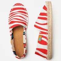 Red and White Zebra Print Espadrilles