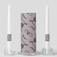 Simple Black Hearts, Floral, Infinity on Mauve | Unity Candle Set