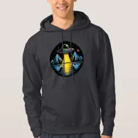 Retro UFO in the Mountains Reflecting in the Water Hoodie