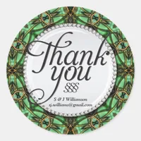 Forest Magic Gold Green Thank You Stickers