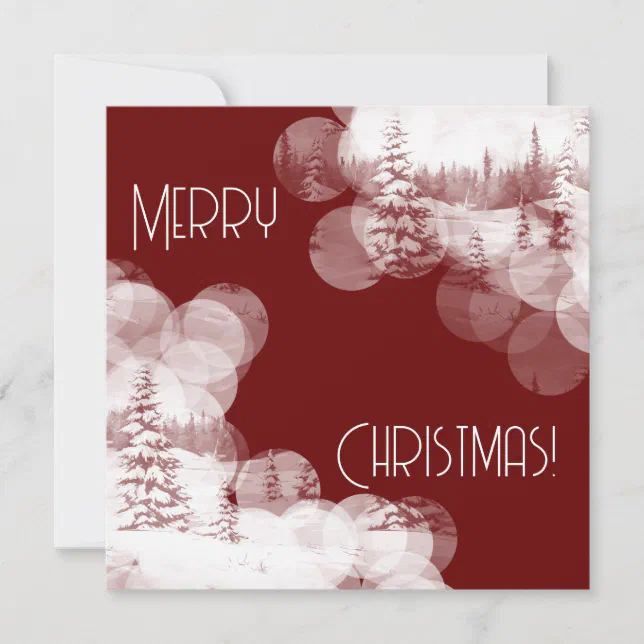 Merry Christmas snowy fir trees landscape Invitation