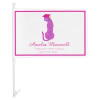 Graduation Pink leopard  Car Flag