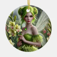 Beautiful August Fairy in Gladioli Ceramic Ornament