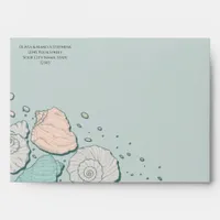 Seashells in Coral and Teal Envelope