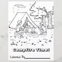 Campfire and Tent | Coloring Page