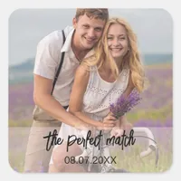 Photo The Perfect Match wedding Square Sticker