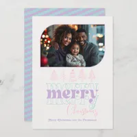Pastel Snowglobe Modern Doodle Christmas Photo Holiday Card
