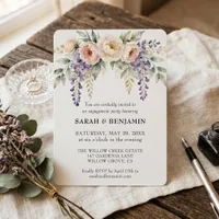 Watercolor Pink Lavender Floral Engagement Party Invitation