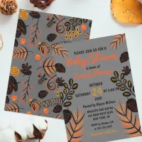 Modern Vibrant Botanical Autumn Fall Baby Shower Invitation