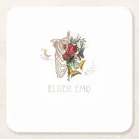 Elder Emo Funny Goth Older Gothic Cottagecore Gobl Square Paper Coaster