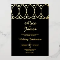 Star Arch Header Elegant Black Gold Foil Wedding Invitation