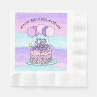 Personalized Pink and Purple Happy Birthday  Napkins