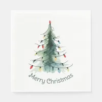 Minimalist Watercolor Christmas Tree Napkins